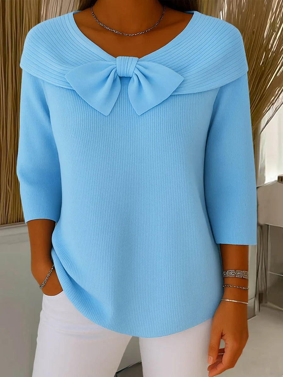 Pull col rond à détail nœud Nelvoire — Amélie, collection femme