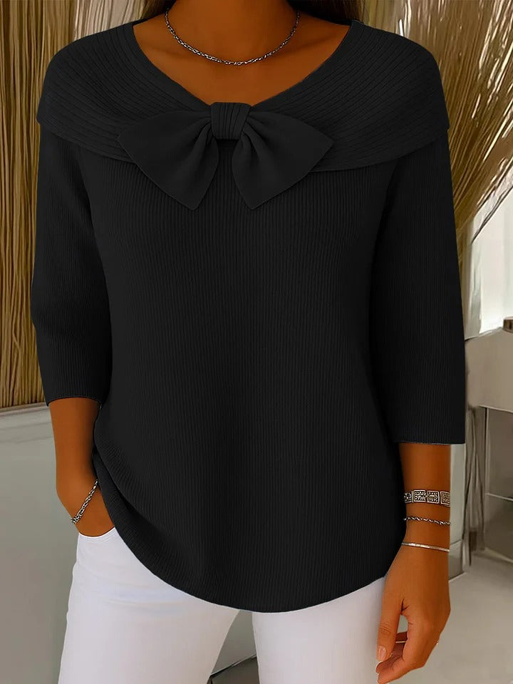 Pull col rond à détail nœud Nelvoire — coloris noir