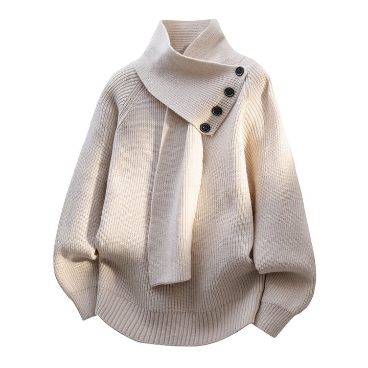 Pull col écharpe à boutons Nelvoire — coloris beige