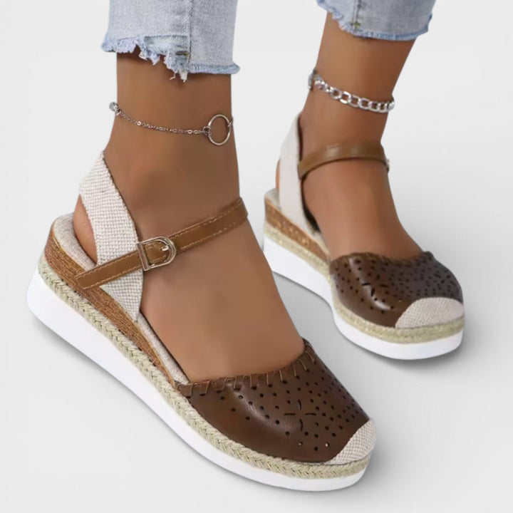 Espadrilles compensées perforées à bout fermé Nelvoire — vue 3