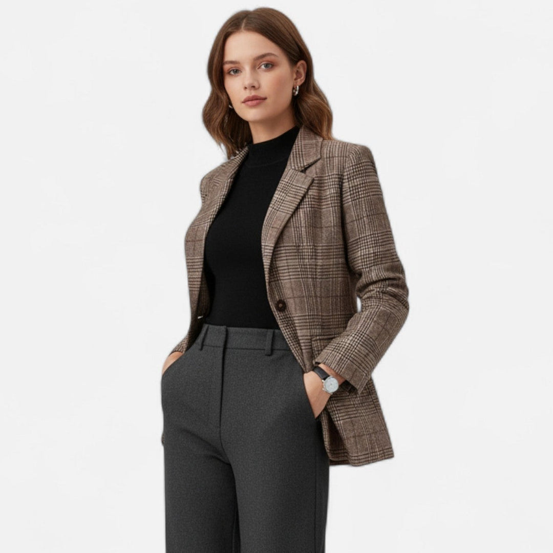 Blazer cintré à carreaux Nelvoire — coloris marron