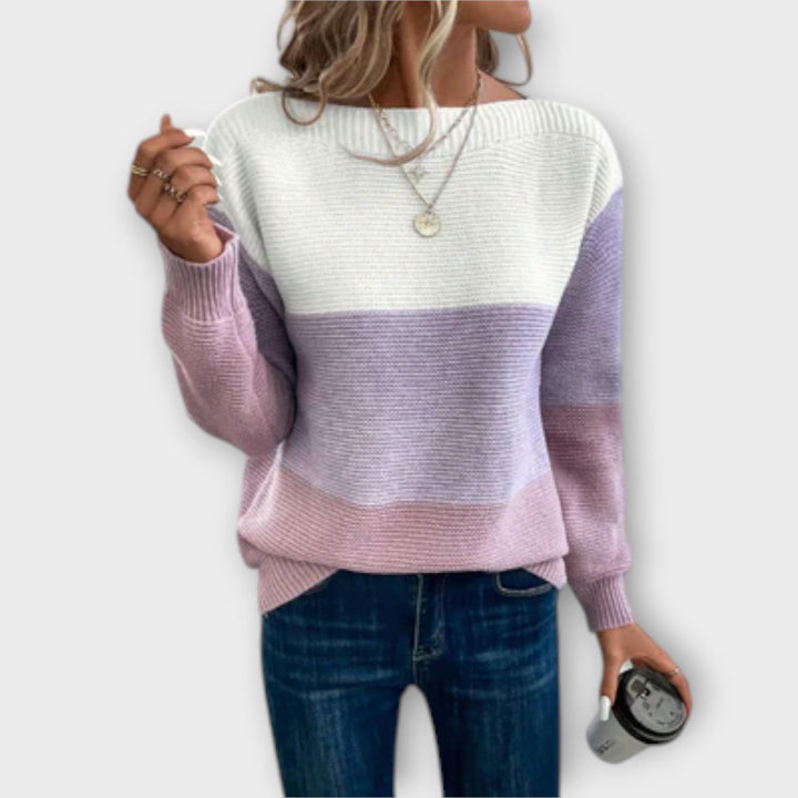 Pull en maille color block Nelvoire — coloris violet