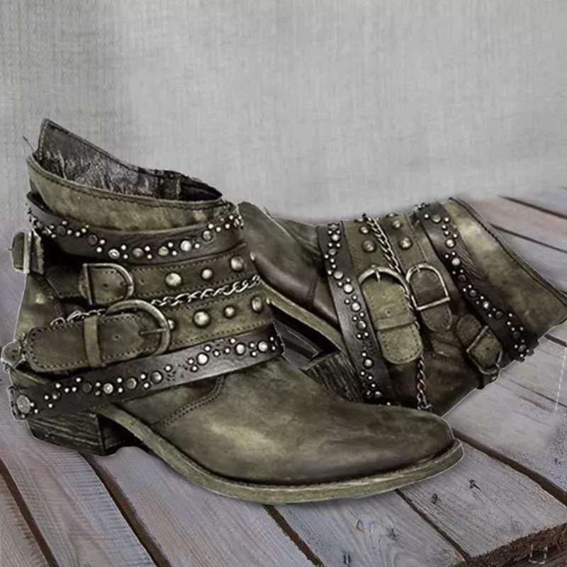 Bottines western vintage Nelvoire — coloris vert