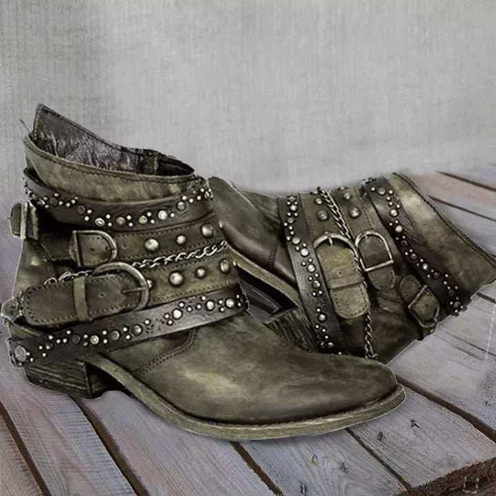 Bottines western vintage Nelvoire — coloris vert