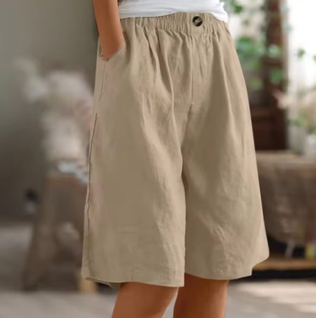 Short en coton confortable Nelvoire — coloris kaki