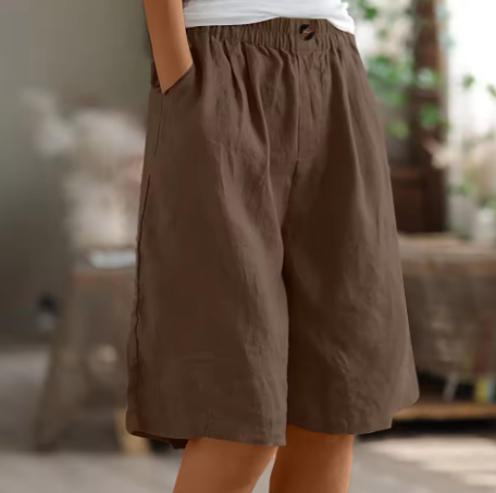 Short en coton confortable Nelvoire — coloris marron