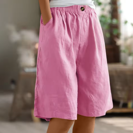Short en coton confortable Nelvoire — coloris rose
