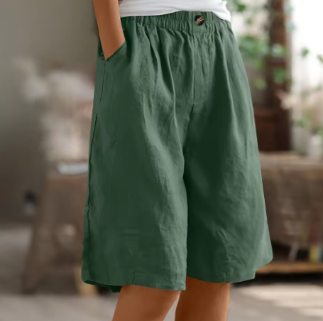 Short en coton confortable Nelvoire — coloris vert