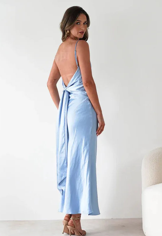 Robe longue bleu ciel à bretelles fines Nelvoire — vue 2