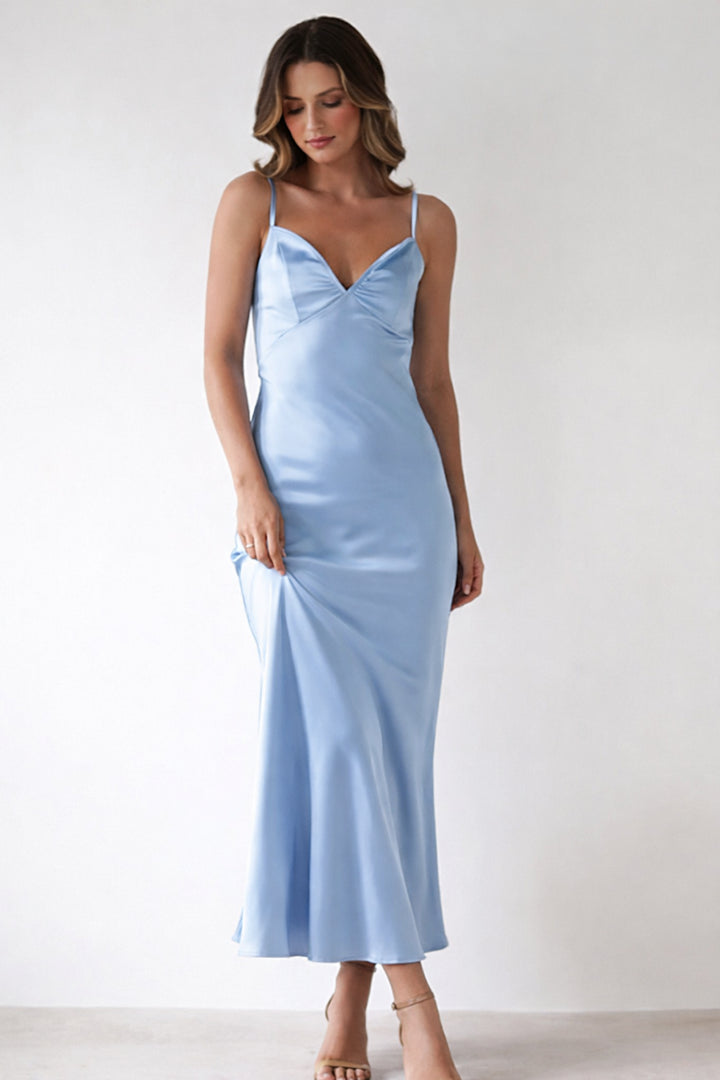 Robe longue bleu ciel à bretelles fines Nelvoire — vue 3