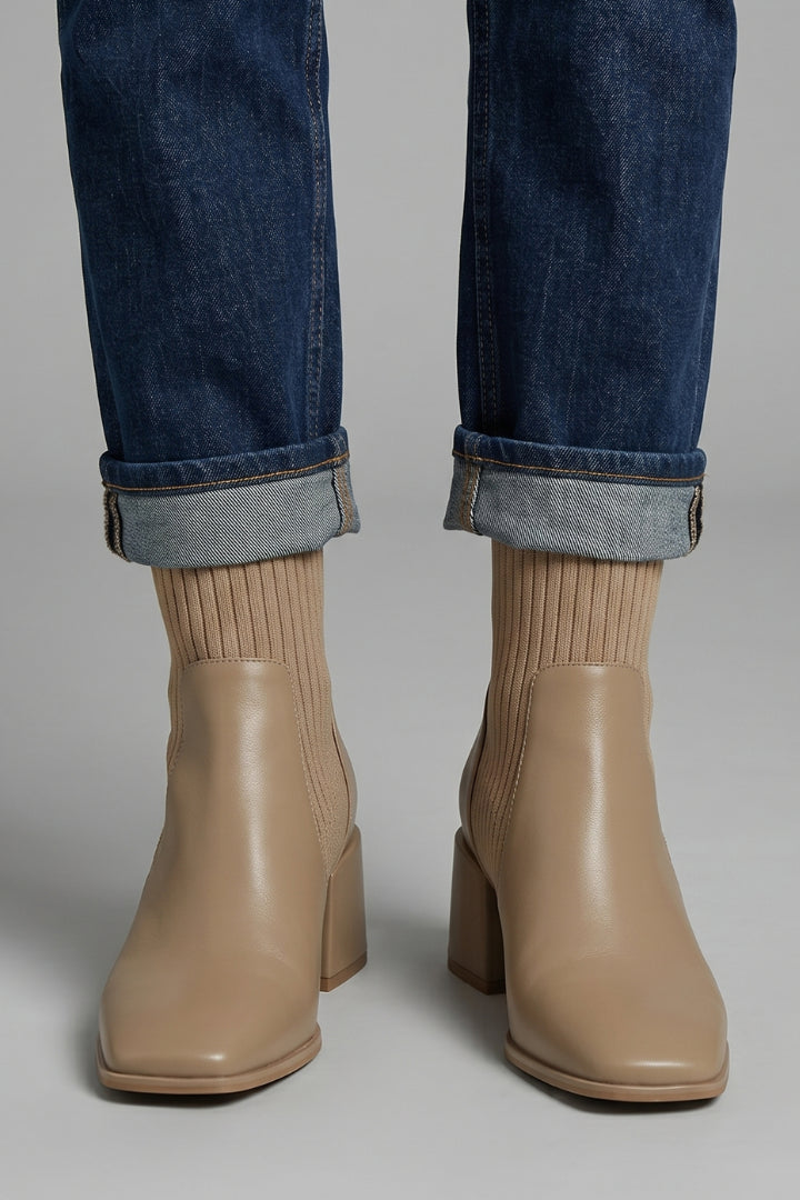 Bottines à talon en maille Nelvoire — coloris kaki