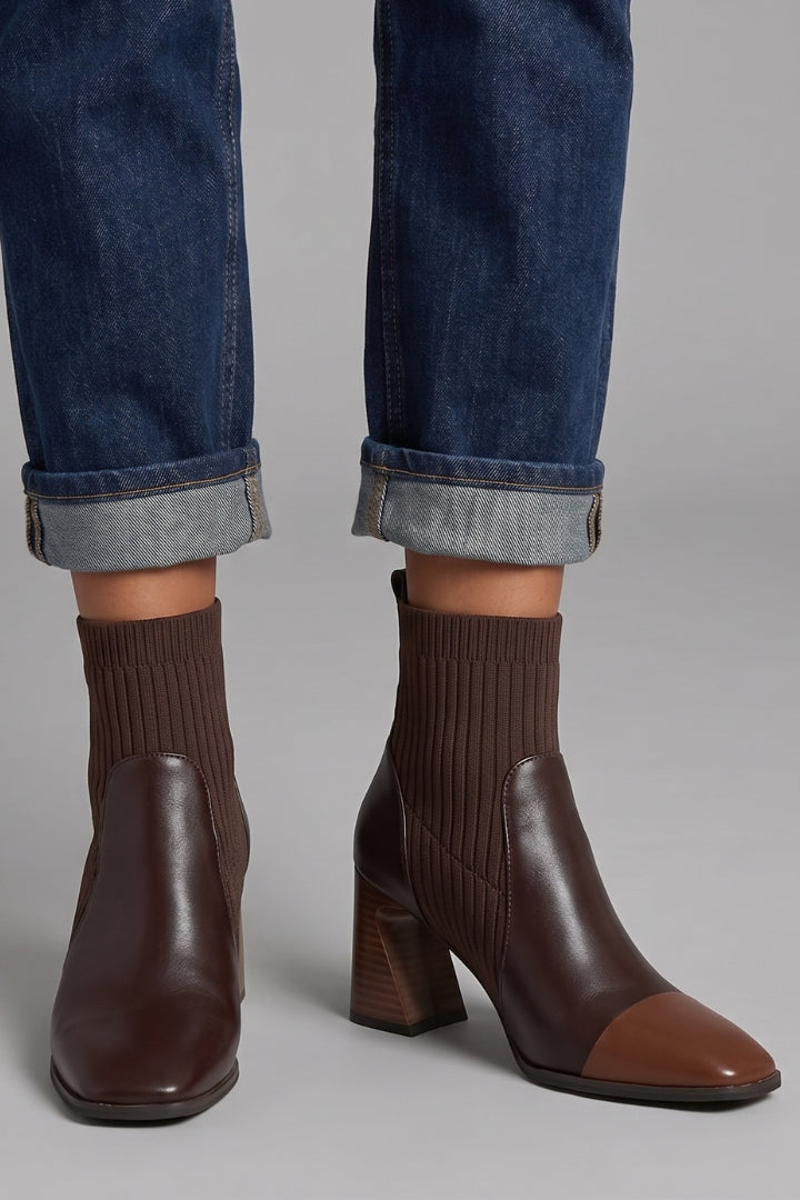 Bottines à talon en maille Nelvoire — coloris marron