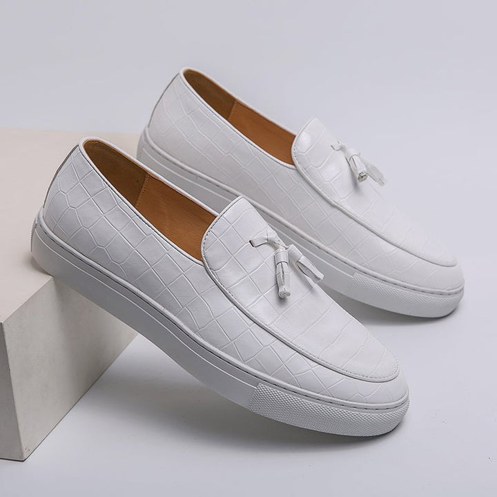 Mocassins en cuir style citadin Nelvoire — coloris blanc