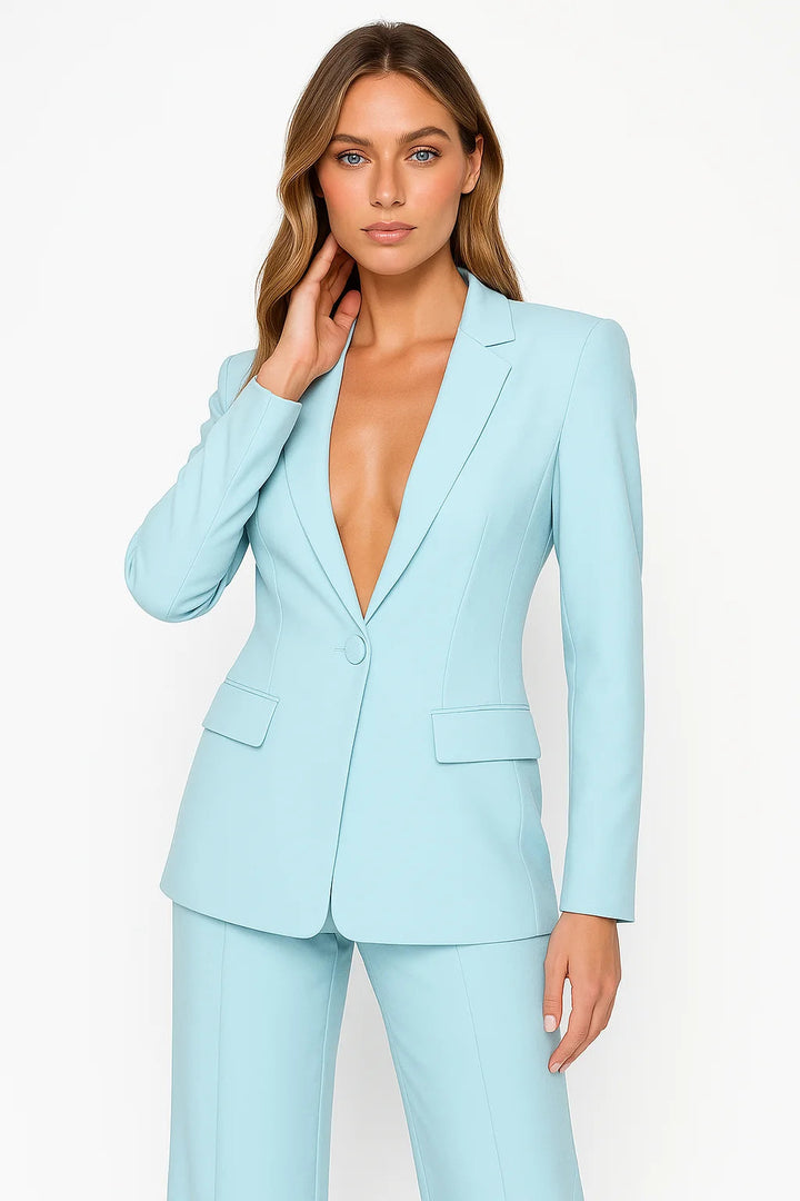 Ensemble blazer et pantalon tendance Nelvoire — coloris bleu ciel