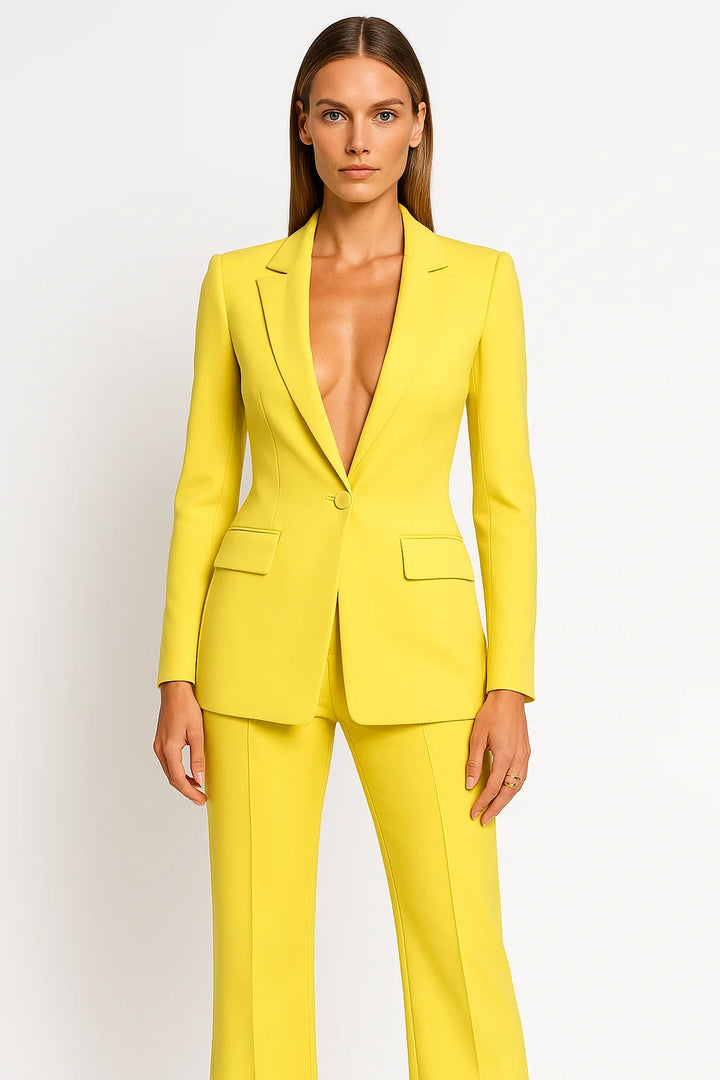 Ensemble blazer et pantalon tendance Nelvoire — coloris jaune