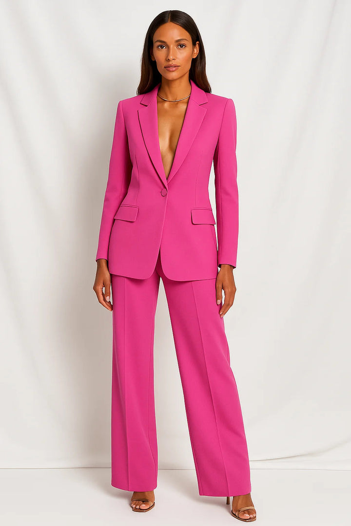 Ensemble blazer et pantalon tendance Nelvoire — coloris rose