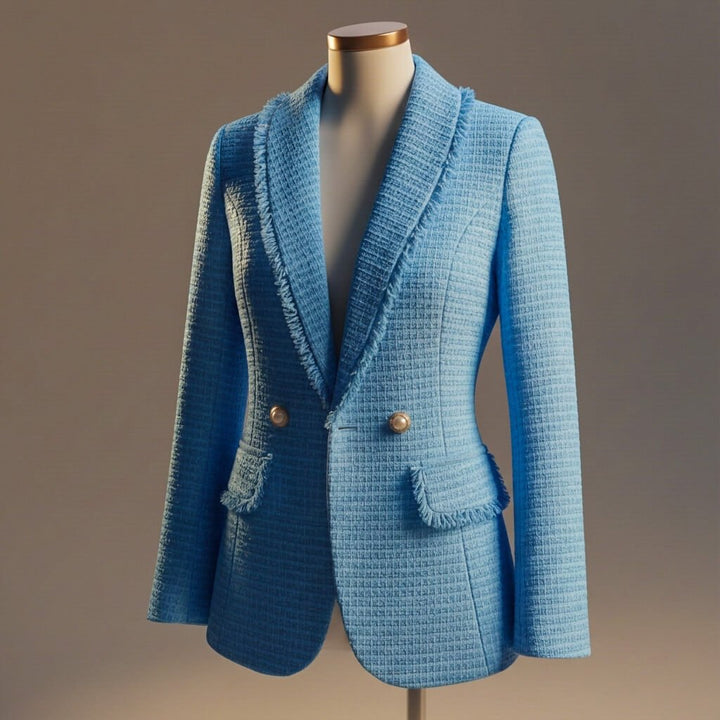 Blazer en tweed bouclé Nelvoire — coloris bleu