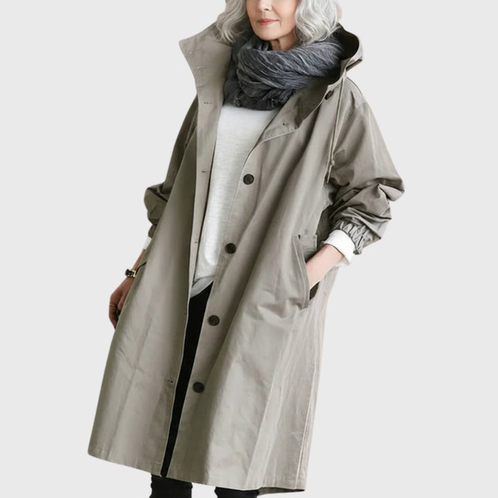Trench long à capuche Nelvoire — coloris gris