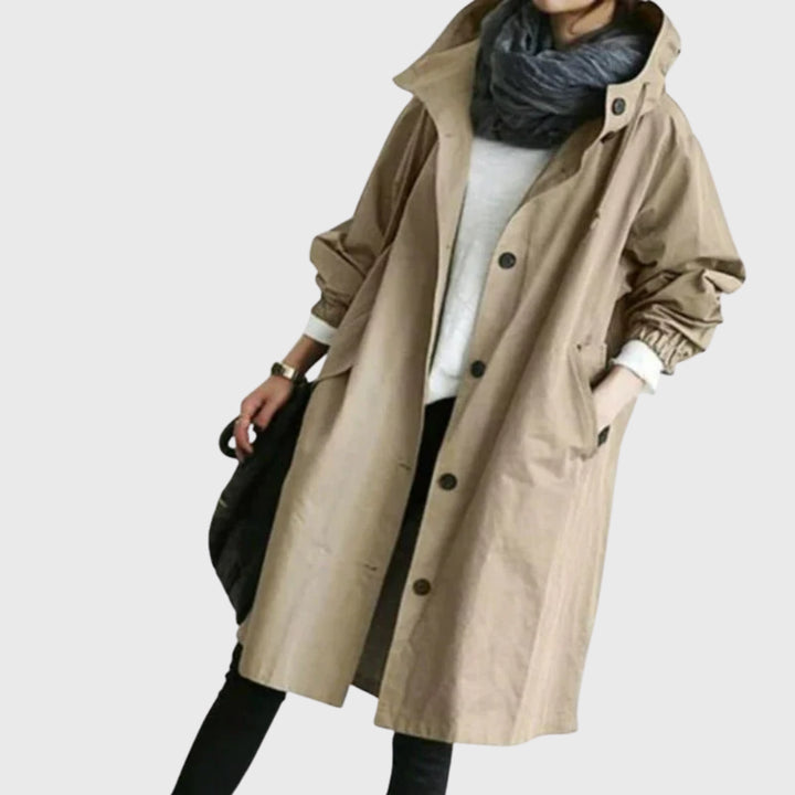 Trench long à capuche Nelvoire — coloris marron