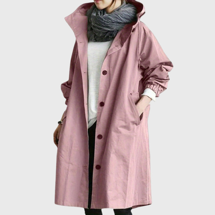 Trench long à capuche Nelvoire — coloris rose