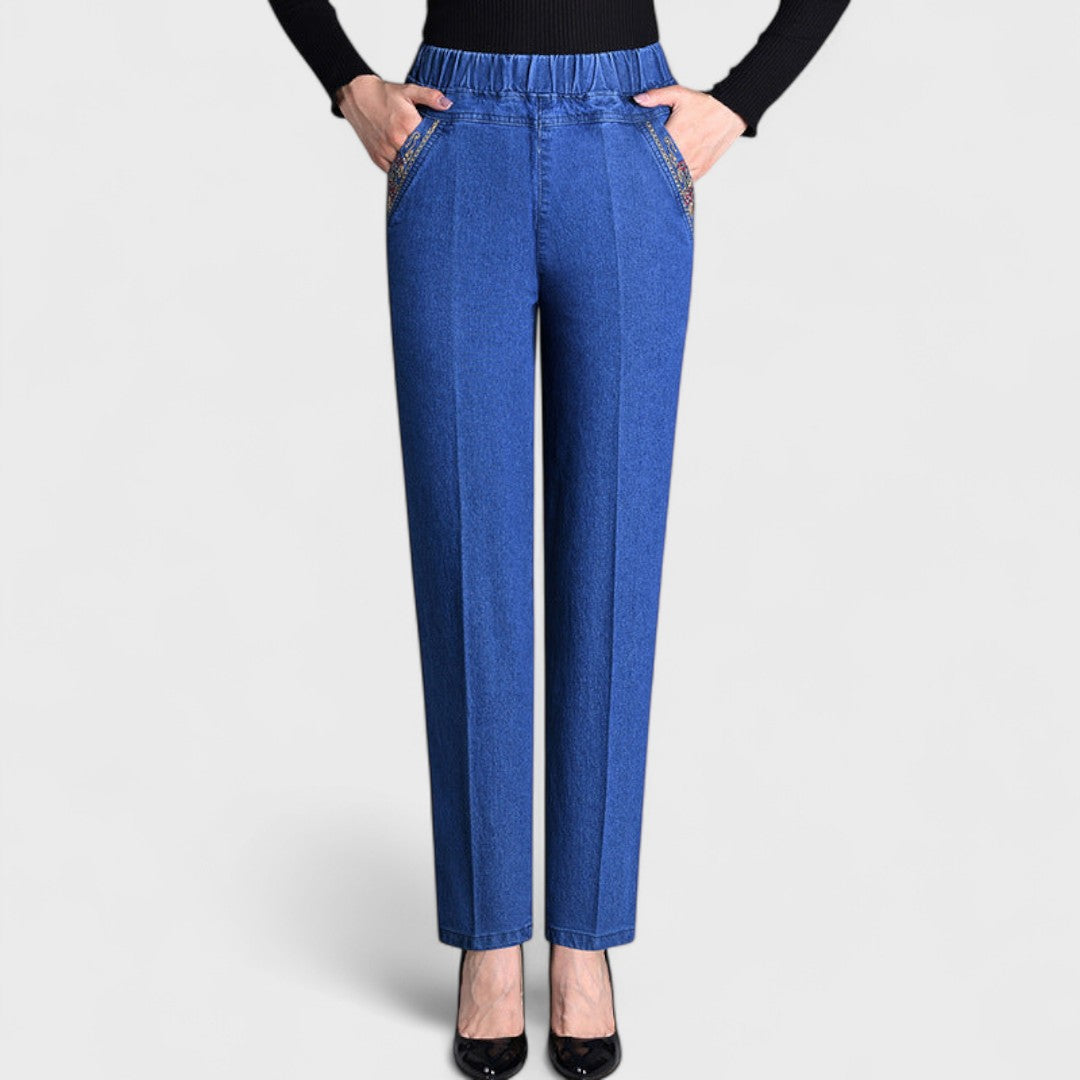 Jean stretch taille élastique à poches latérales Nelvoire — Héloïse, collection femme