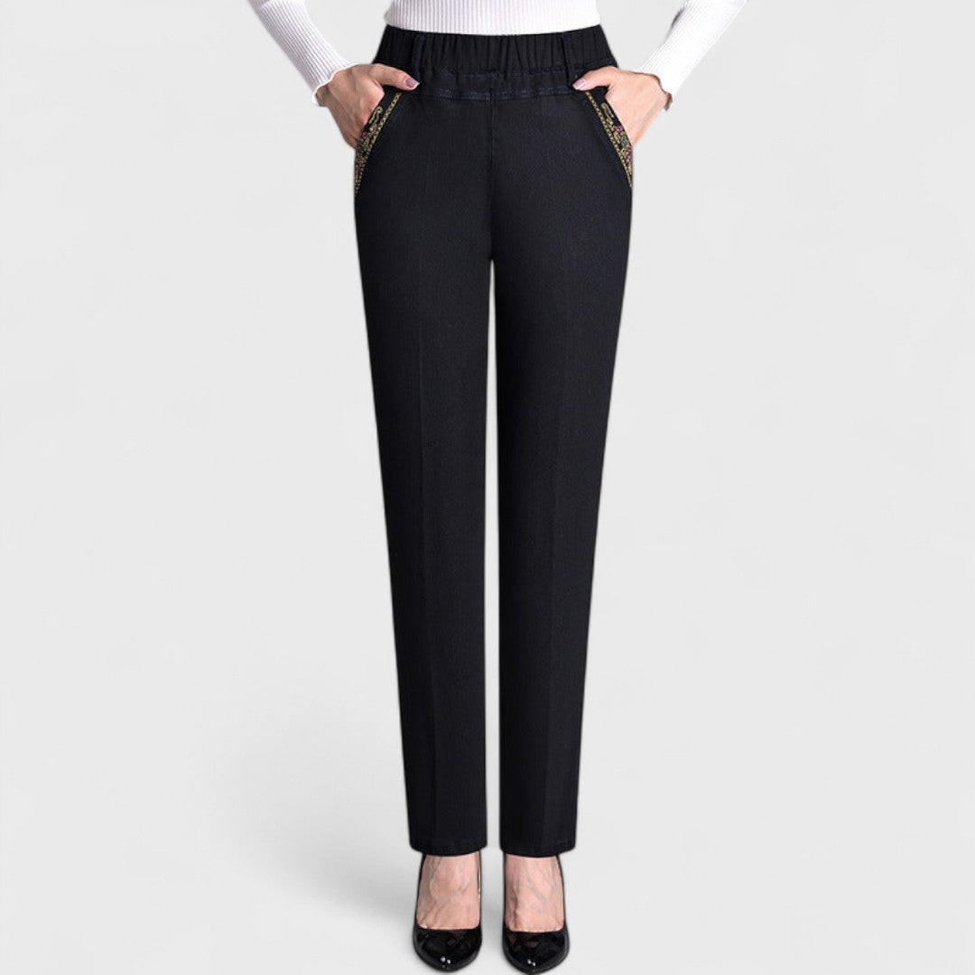 Jean stretch taille élastique à poches latérales Nelvoire — coloris noir