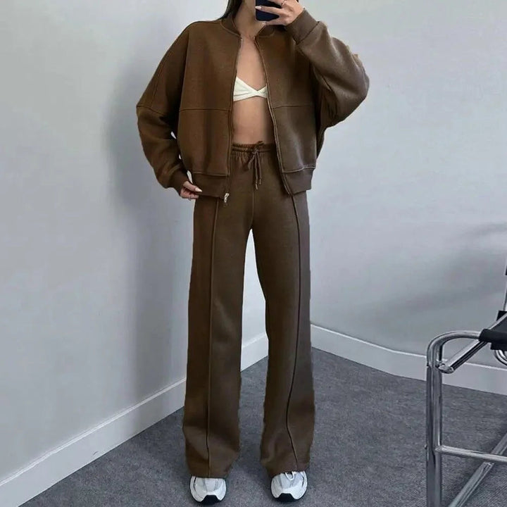 Ensemble de jogging avec veste ample Nelvoire — coloris marron