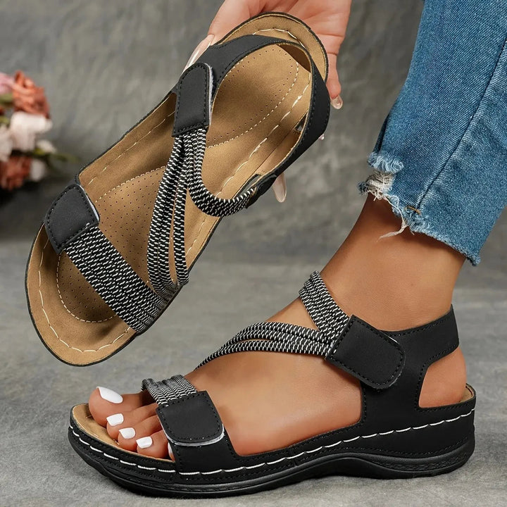 Sandales confort à brides ajustables Nelvoire — coloris noir