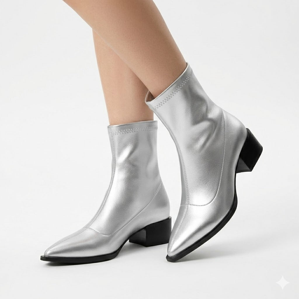 Bottines métallisées à bout pointu Nelvoire — Jade, collection femme