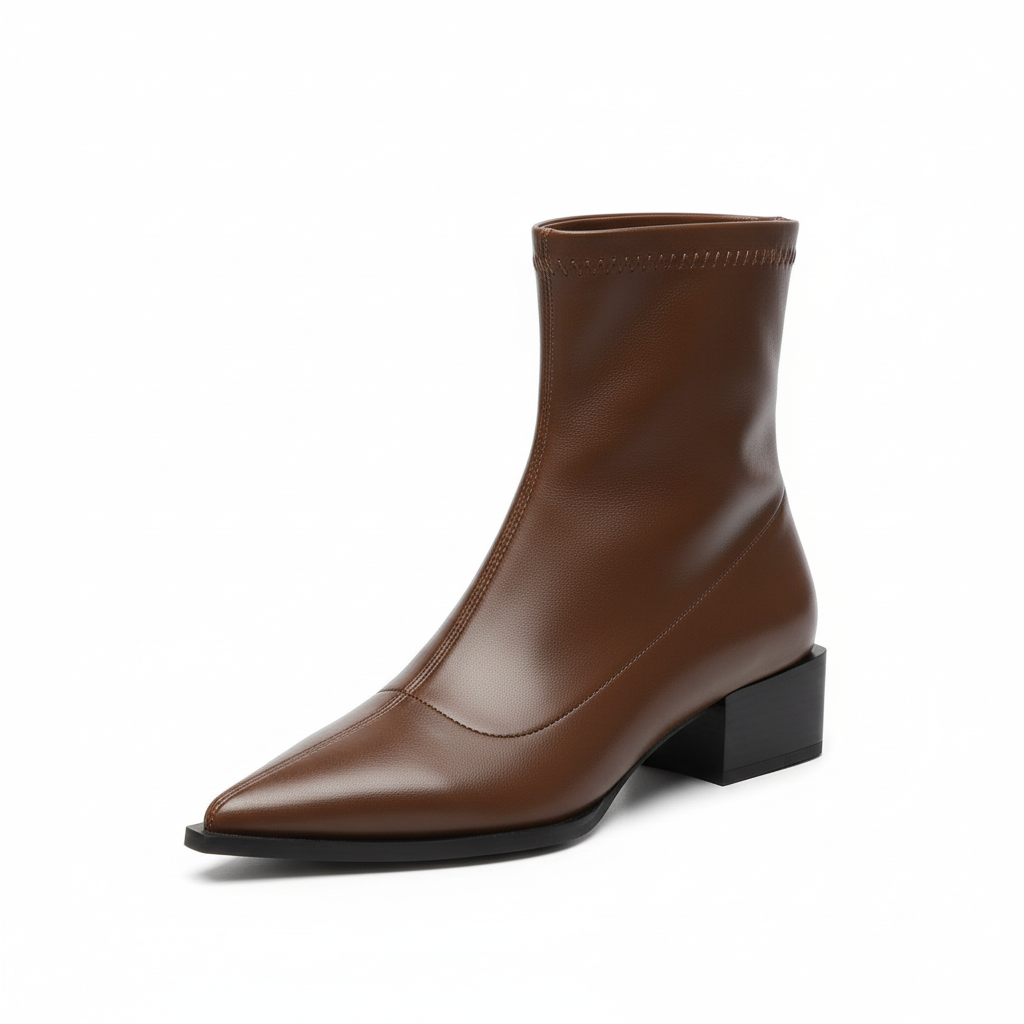 Bottines métallisées à bout pointu Nelvoire — coloris marron