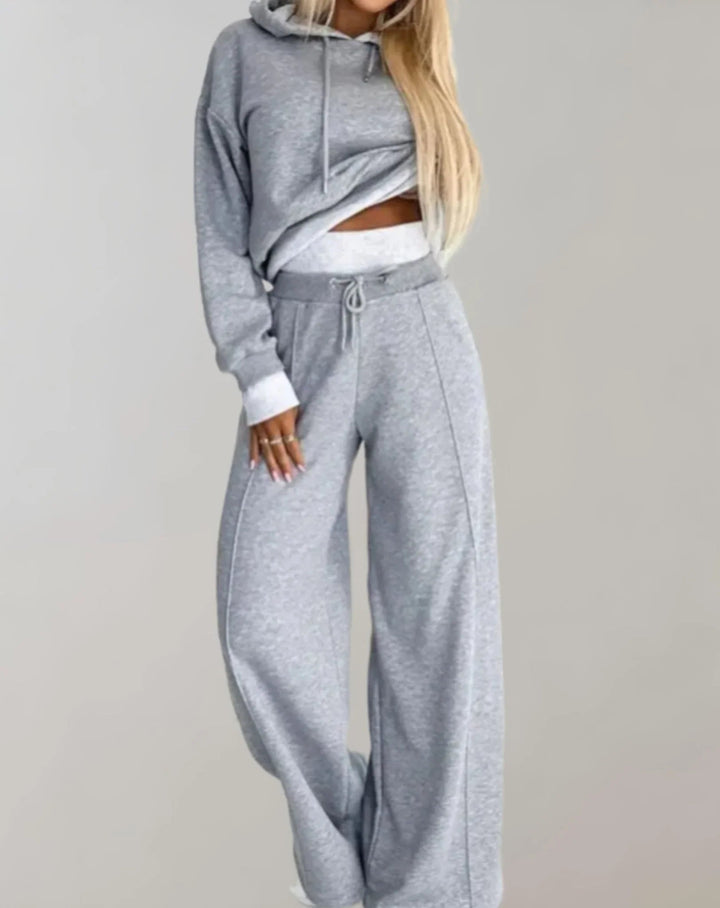 Ensemble deux pièces à capuche et pantalon ample Nelvoire — coloris gris