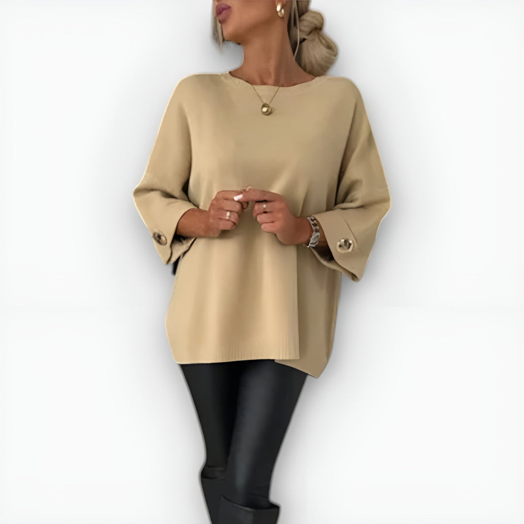 Pull oversize à manches 3/4 Nelvoire — coloris beige