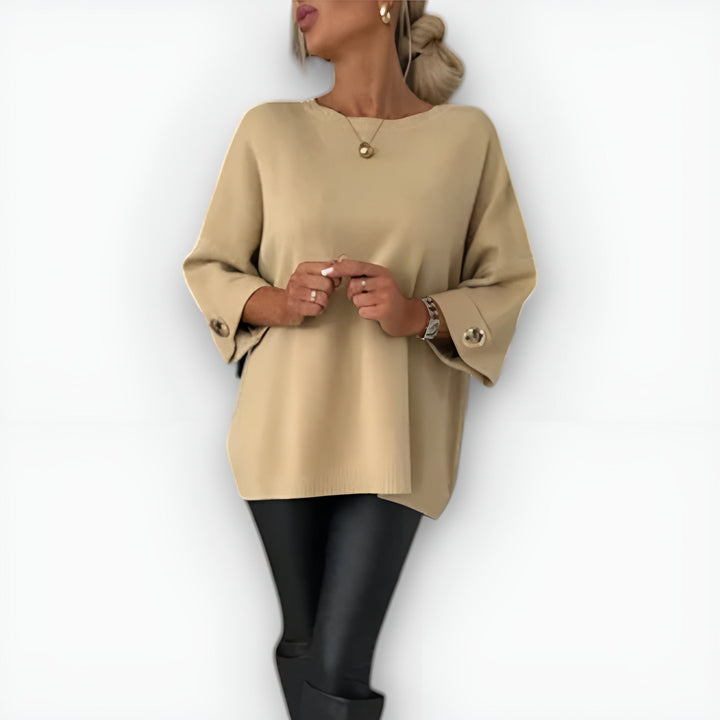 Pull oversize à manches 3/4 Nelvoire — coloris beige