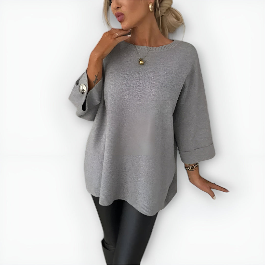 Pull oversize à manches 3/4 Nelvoire — coloris gris