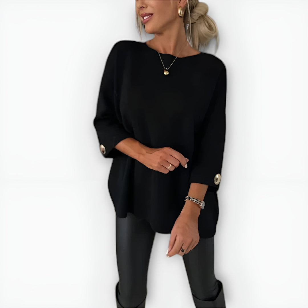 Pull oversize à manches 3/4 Nelvoire — coloris noir
