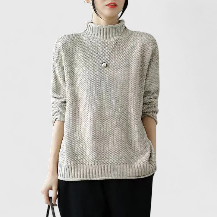 Pull texturé col montant Nelvoire — coloris beige