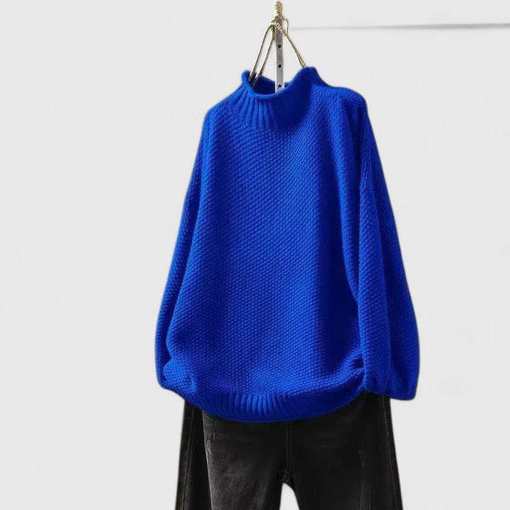 Pull texturé col montant Nelvoire — coloris bleu