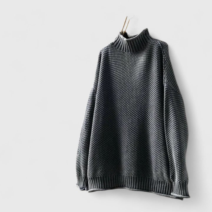 Pull texturé col montant Nelvoire — coloris gris