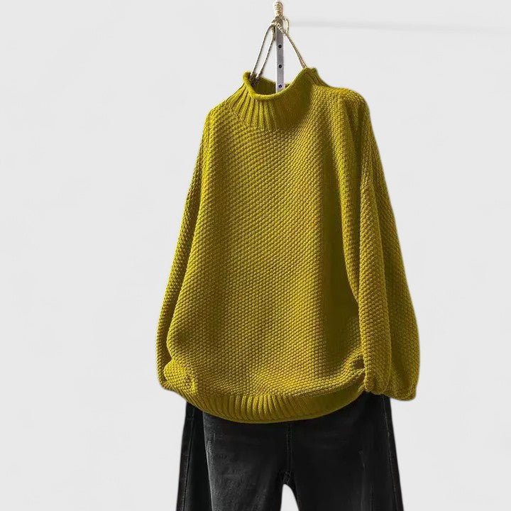 Pull texturé col montant Nelvoire — coloris jaune