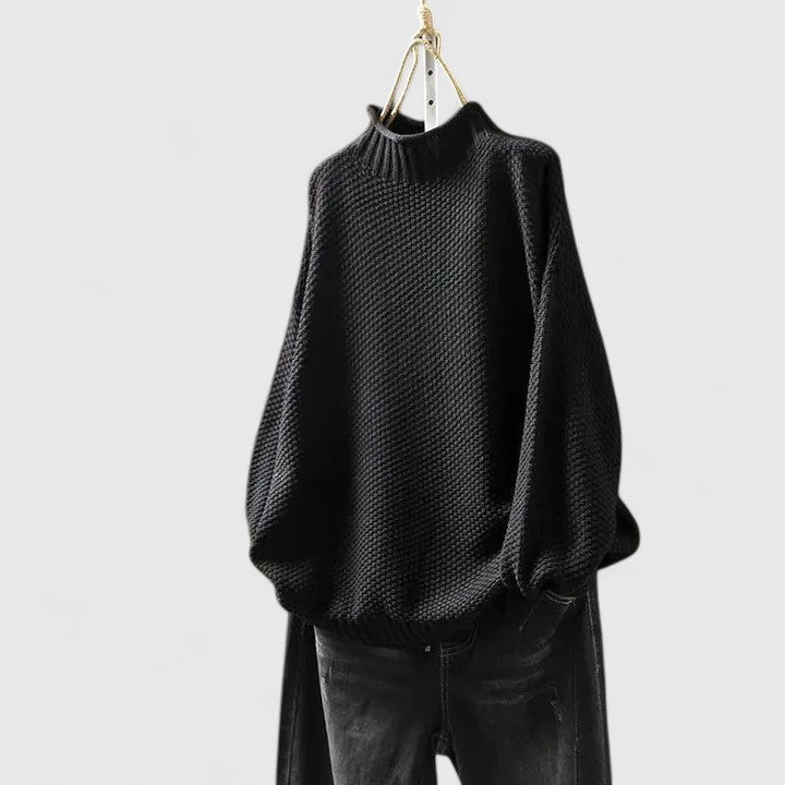 Pull texturé col montant Nelvoire — coloris noir