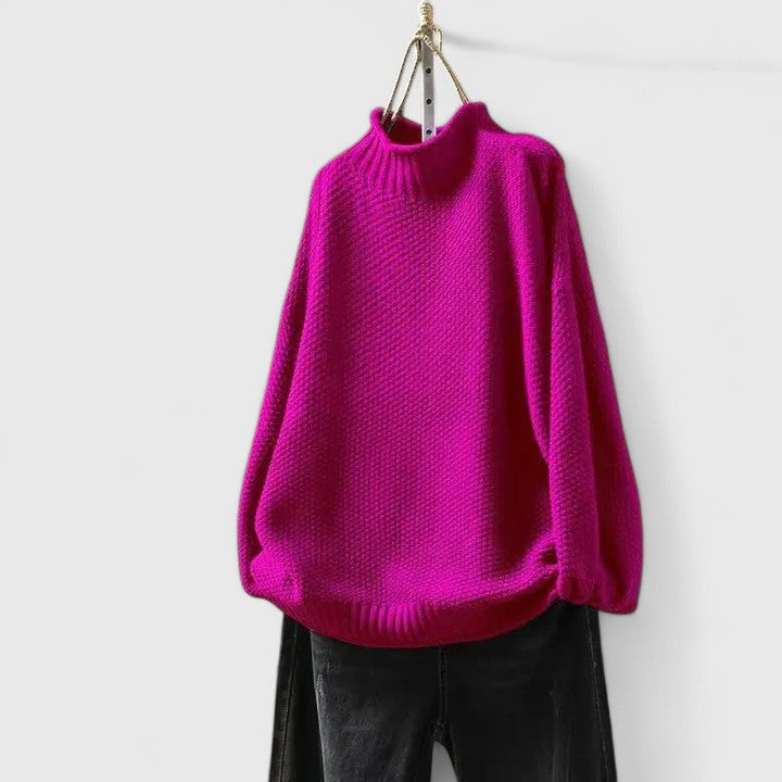 Pull texturé col montant Nelvoire — coloris rose