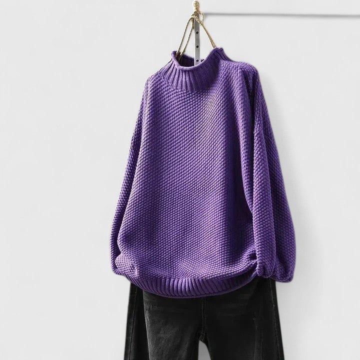 Pull texturé col montant Nelvoire — coloris violet