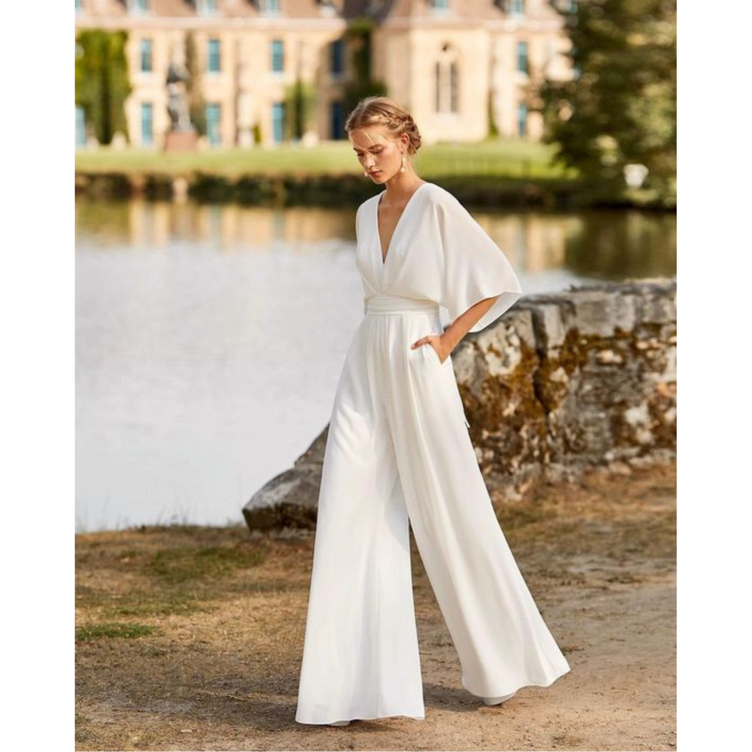 Combinaison col V à jambes larges Nelvoire — Katia, collection femme