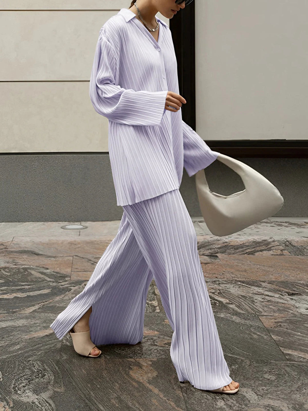 Ensemble deux pièces plissé Nelvoire — coloris violet