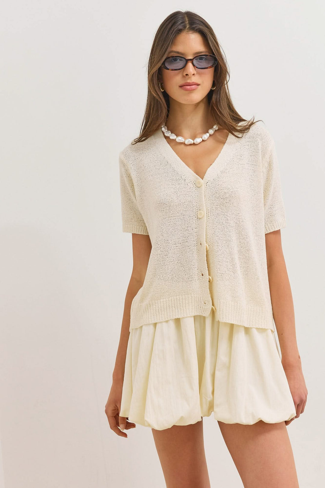 Gilet court col V Nelvoire — Lola, collection femme