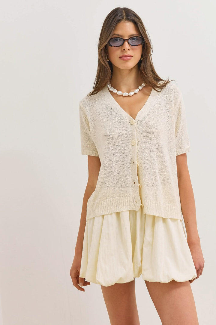 Gilet court col V Nelvoire — Lola, collection femme