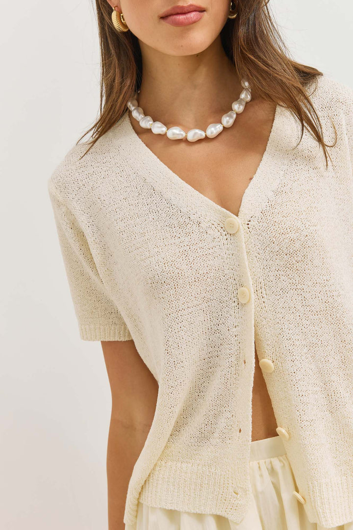 Gilet court col V Nelvoire — coloris blanc