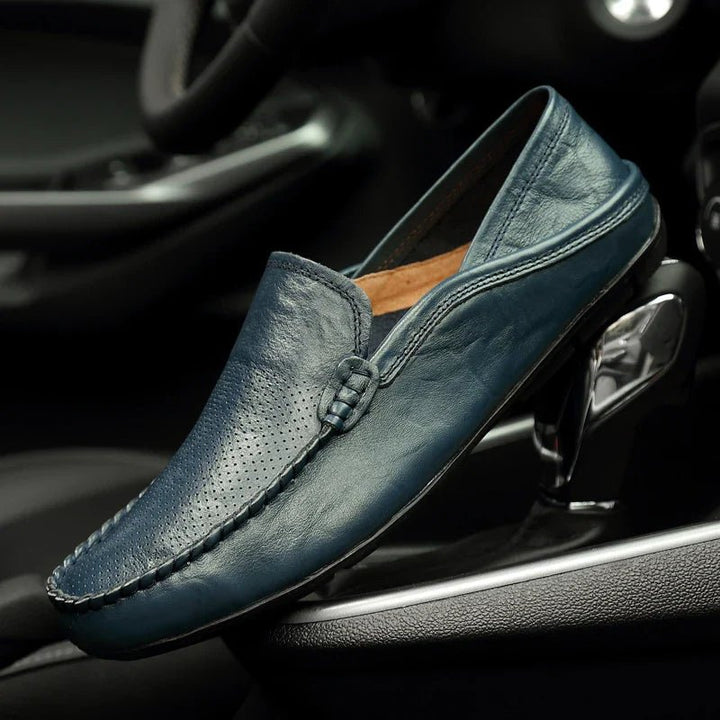 Mocassins en cuir souple Nelvoire — coloris bleu