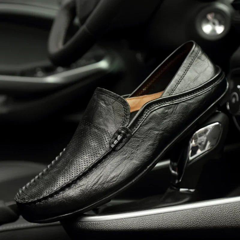 Mocassins en cuir souple Nelvoire — coloris noir