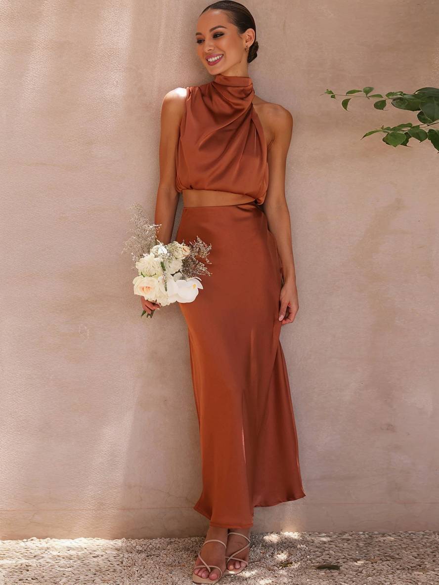 Jupe longue taille haute coupe évasée Nelvoire — Maëva, collection femme